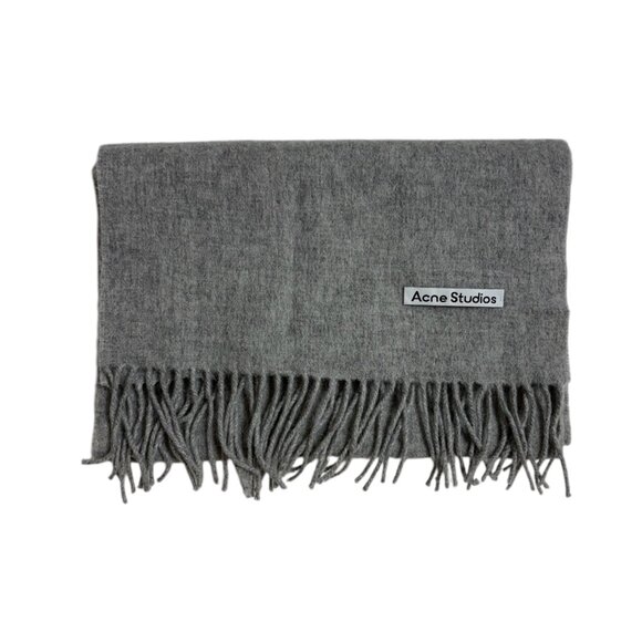 Acne Studio Grey Wool Fringe Scarf - Picture 2 of 2